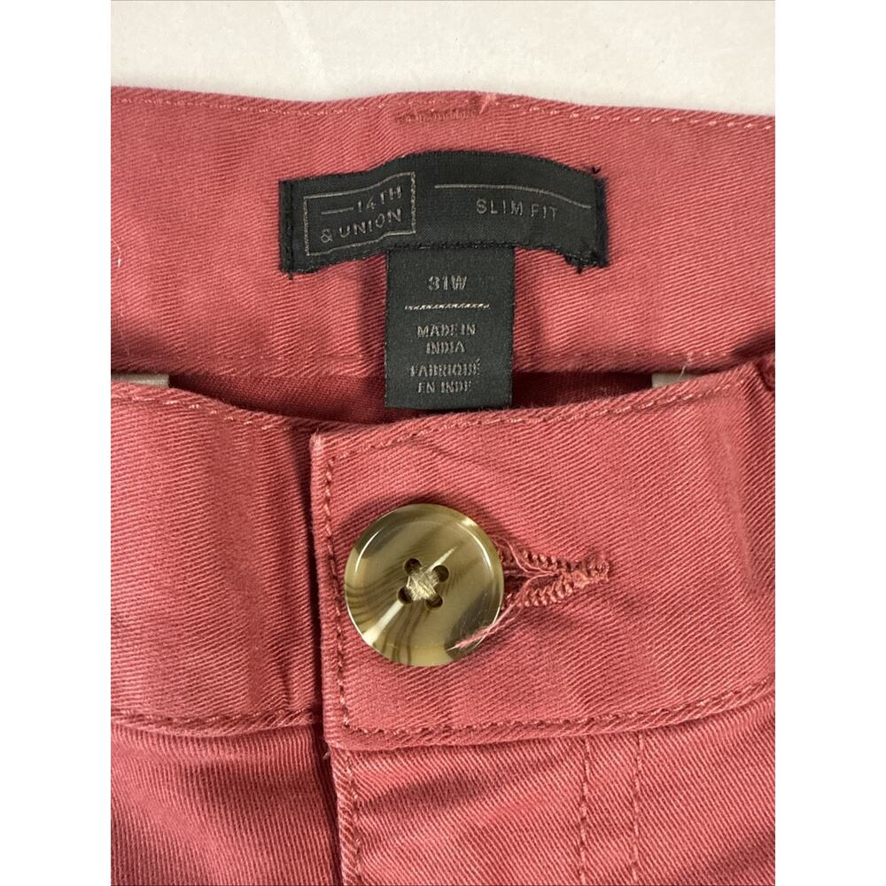 14th And Union Mens‎ Size 31 Khaki Red Earth Cotton Slim Fit Chino Shorts NWT - Picture 2 of 6